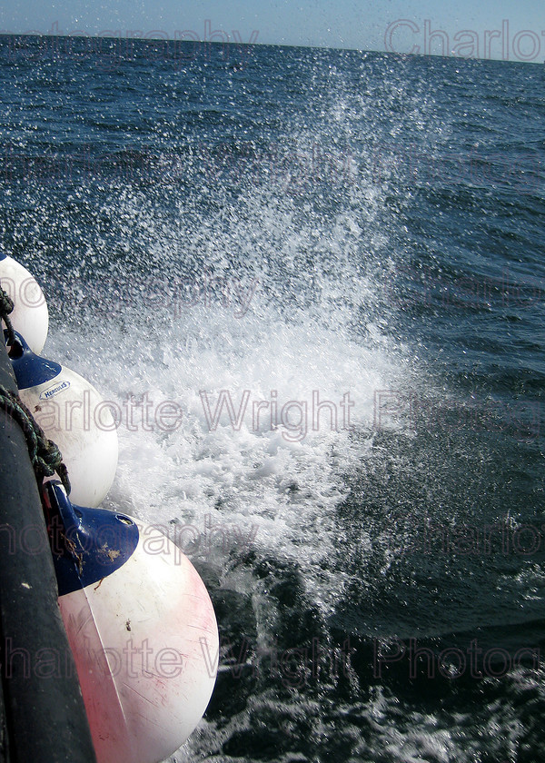 IMG 2178 
 Water spraying up from the side of the boat, with the bouys on the side. Photographed by myself, Charlotte Wright Photography 
 Keywords: spray, sea, water, bouy, boat, United Kingdom, photography
